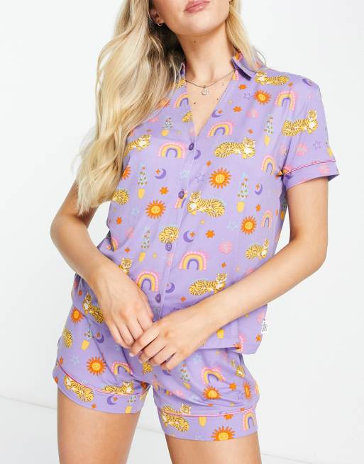 The Wellness Project x Chelsea Peers short pajama set in purple