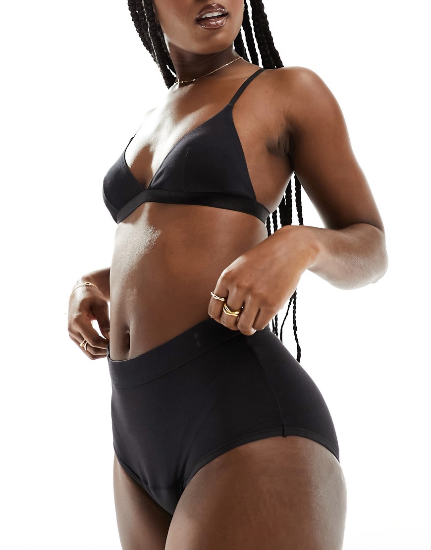 For All period proof hi-waist brief with super absorbency in black