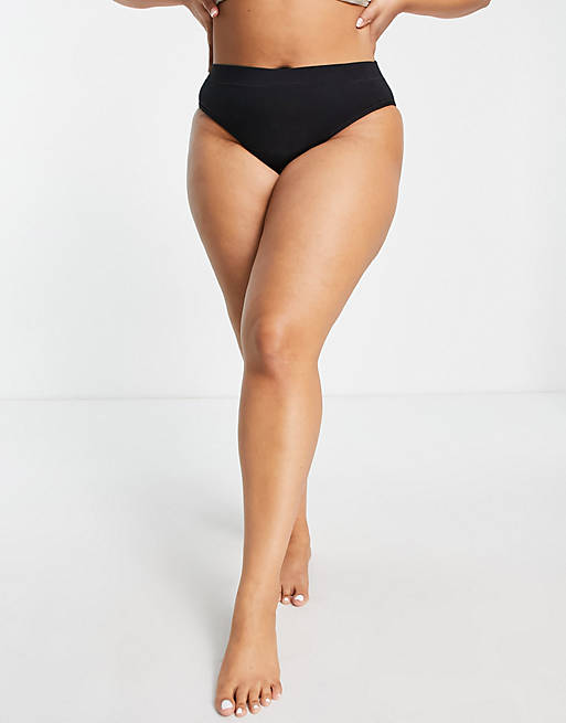 Thinx For All Plus Size period proof bikini shape brief with moderate  absorbency in black