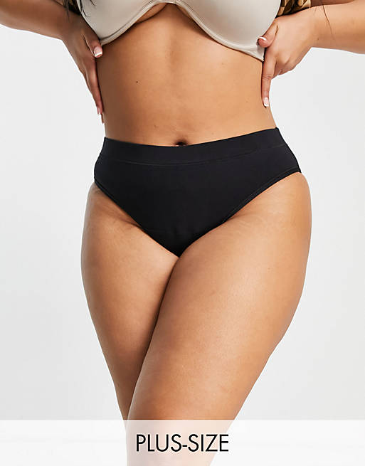 Thinx For All Plus Size period proof bikini shape briefs with moderate  absorbency in black