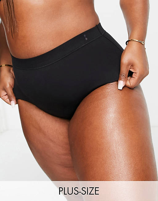Thinx For All Plus Size period proof hi-waist brief with super absorbency in  black
