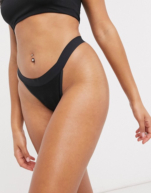 Thinx period proof cotton thong in black
