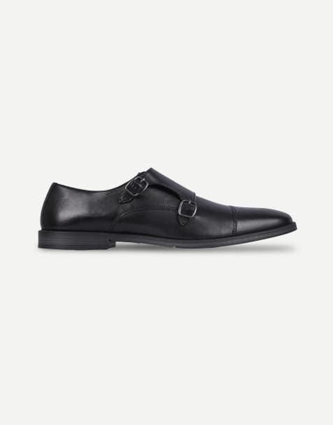 Thomas Crick Aubry leather double monk shoes in black - view 1