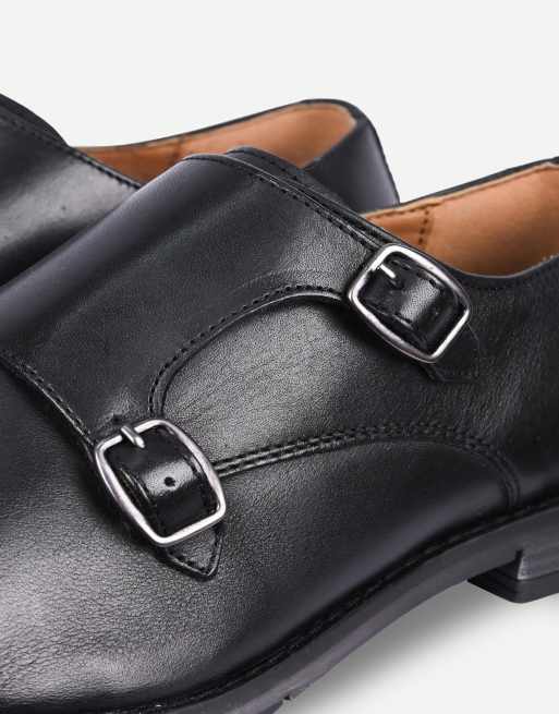 Thomas Crick Aubry leather double monk shoes in black, 5 of 7