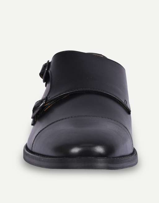 Thomas Crick Aubry leather double monk shoes in black, 6 of 7