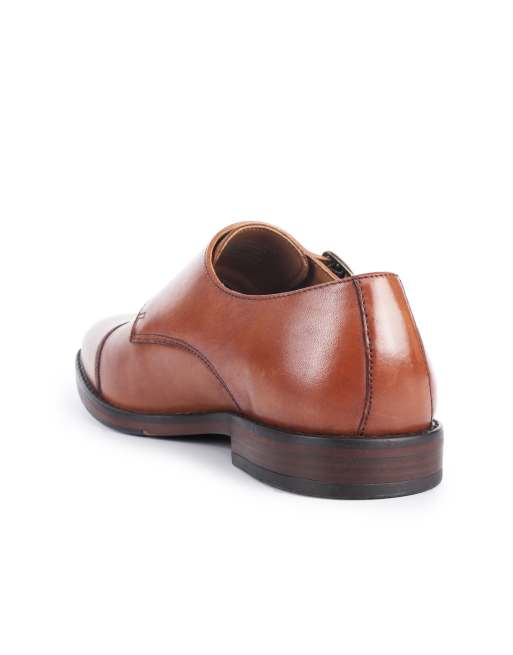 Thomas Crick Aubry mens leather double monk strap shoes in tan, 2 of 4