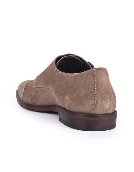 Thomas Crick Aubry mens suede leather double monk strap shoes in brown suede, 4 of 4