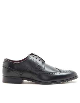 asos THOMAS CRICK BANKS brogue derby formal leather shoes in black