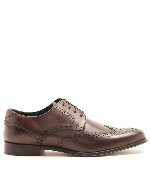 THOMAS CRICK BANKS brogue derby formal leather shoes in brown 