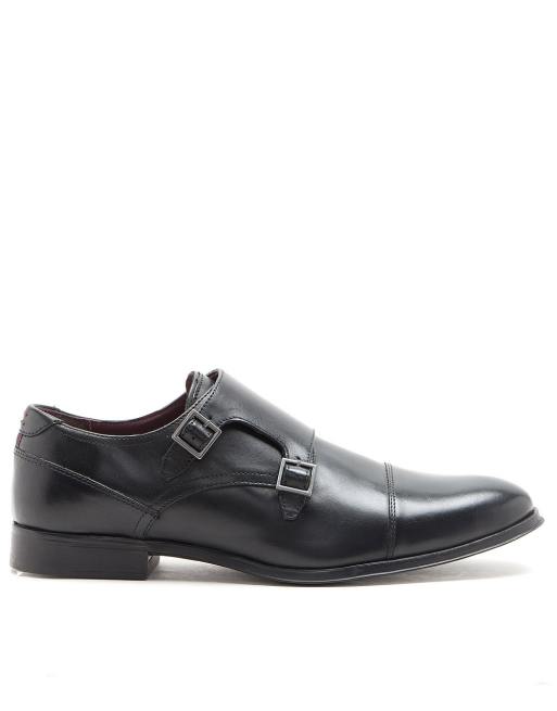  Thomas Crick boycie double monk strap formal leather shoes in black