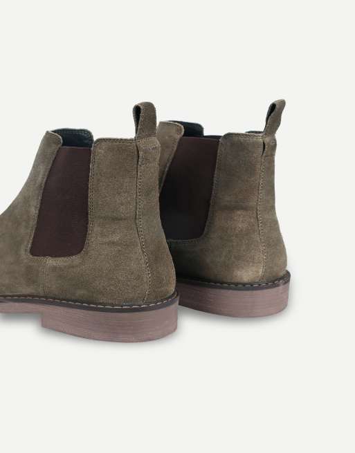 Thomas Crick Brando suede chelsea boots in olive brown, 4 of 7