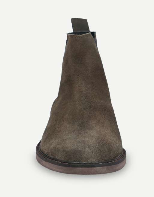 Thomas Crick Brando suede chelsea boots in olive brown, 6 of 7