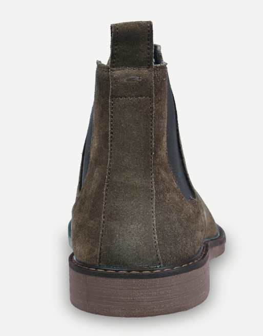 Thomas Crick Brando suede chelsea boots in olive brown, 7 of 7