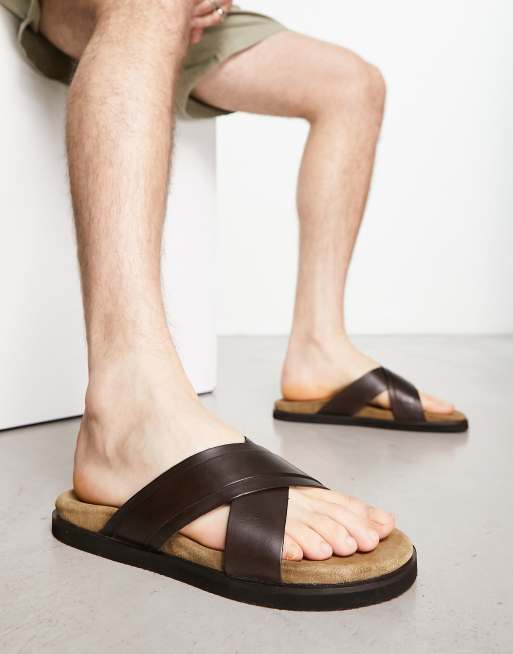 Thomas Crick - Brune sandaler i læder med krydsremme