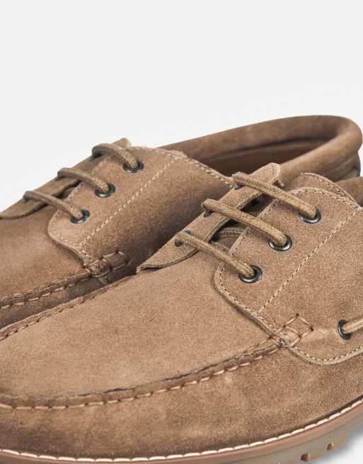 Thomas Crick Cape suede boat shoes with cleated sole in sand brown, 5 of 7