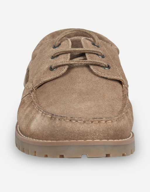 Thomas Crick Cape suede boat shoes with cleated sole in sand brown, 6 of 7