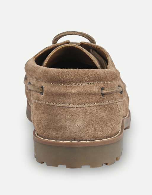 Thomas Crick Cape suede boat shoes with cleated sole in sand brown, 7 of 7