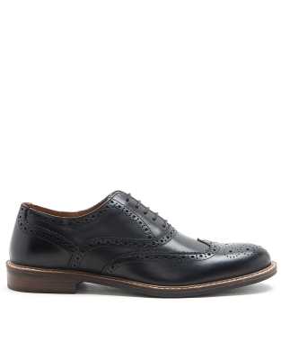 Thomas Crick cardew brogue leather shoes in black | ASOS