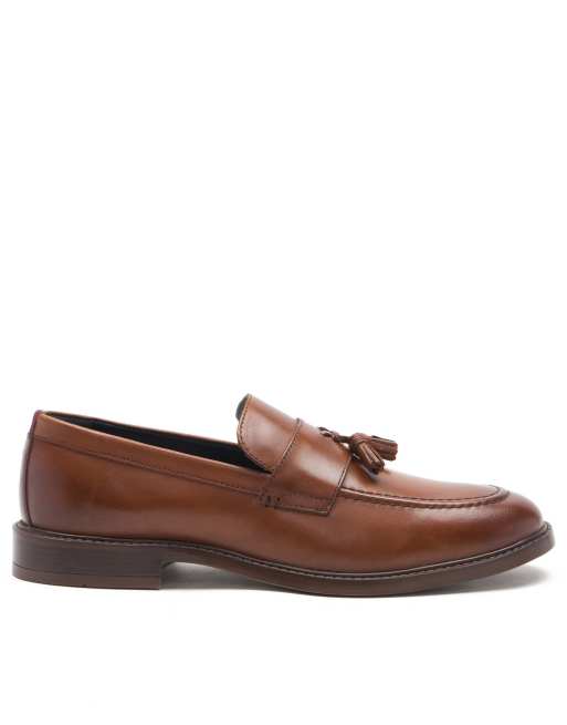 Tan leatherette store slip on loafer