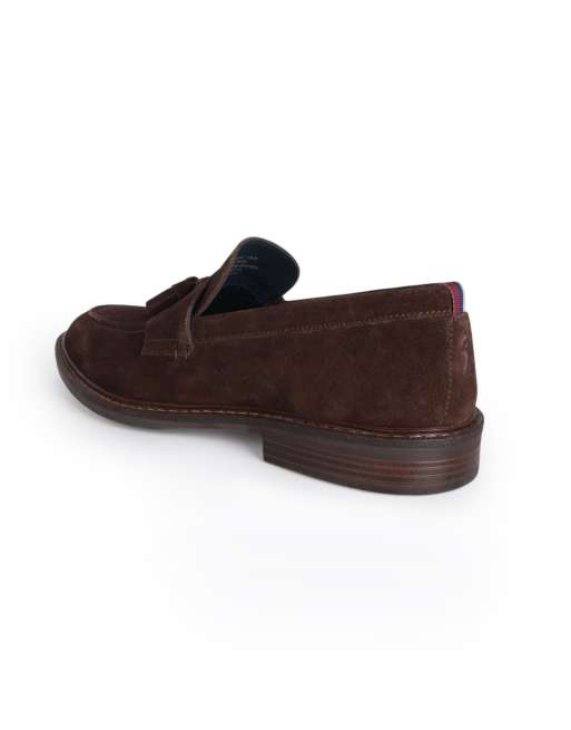Thomas Crick 'clinton' men's leather tassel formal loafer shoes in brown suede, 4 of 4