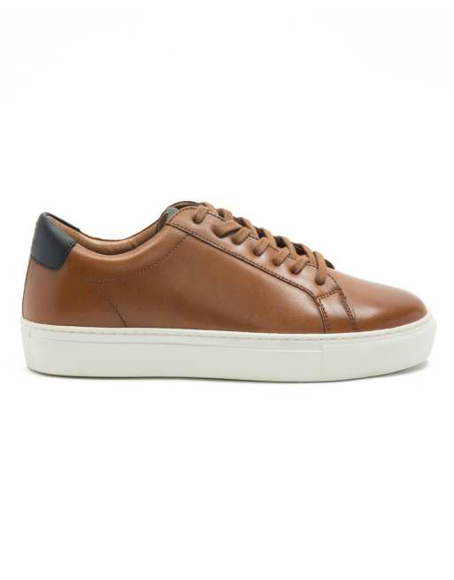Thomas Crick 'evers' men's casual lace-up leather sneakers in tan, 2 of 4