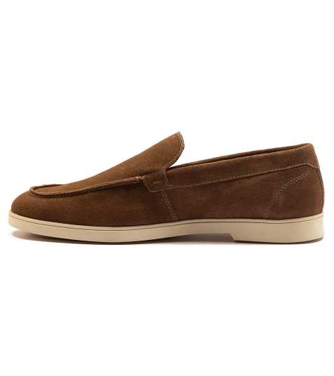 Thomas Crick 'faldo' men's suede leather slip-on casual loafer shoes in ash suede - view 1