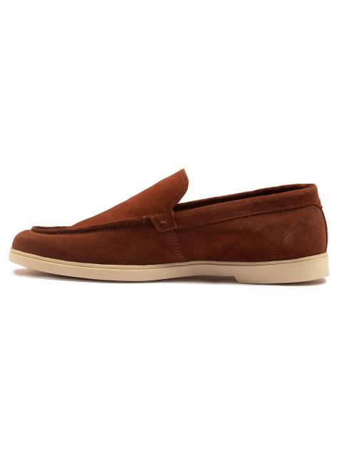 Thomas Crick 'faldo' men's suede leather slip-on casual loafer shoes in jasper suede - view 1