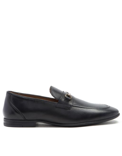 Thomas Crick farrel formal loafer slip-on leather shoes in black | ASOS