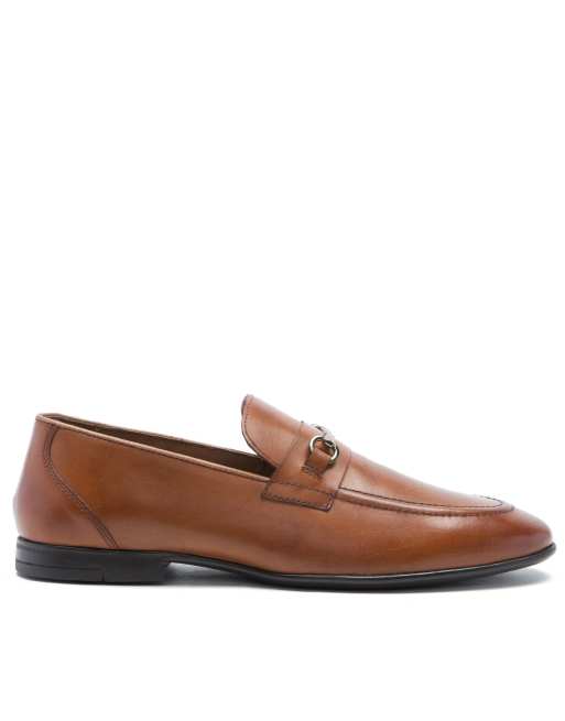 Thomas Crick farrel formal loafer slip-on leather shoes in tan | ASOS