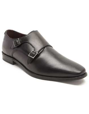 Fetz - Formeller Monk-Lederschuh in Schwarz mit zwei Riemen Schwarz 44