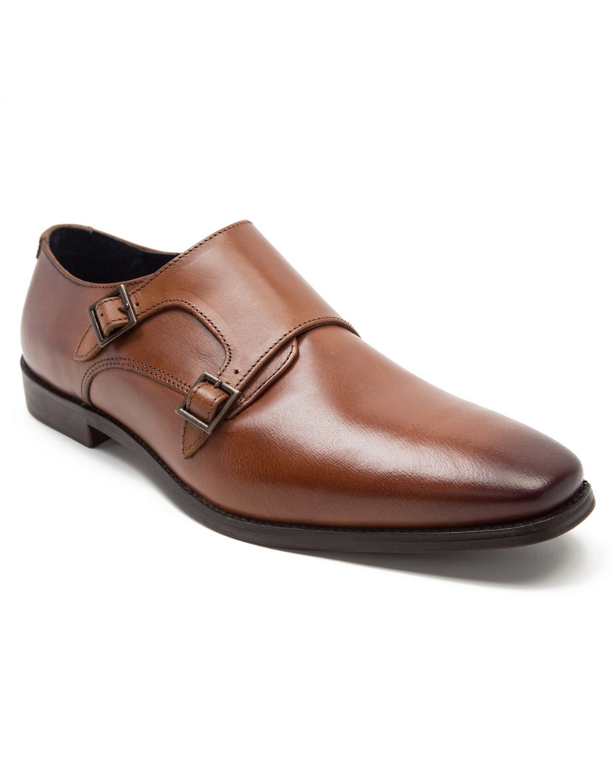 Thomas Crick fetz twin strap monk formal leather shoe in tan-Brown