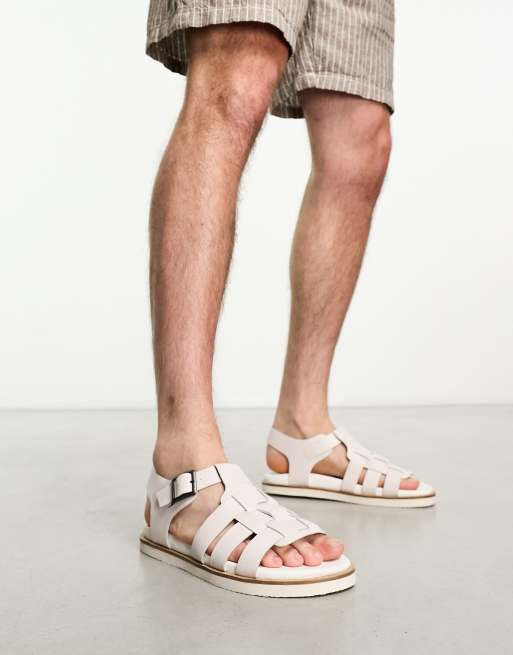 Thomas Crick – Fischersandalen in Creme aus Leder