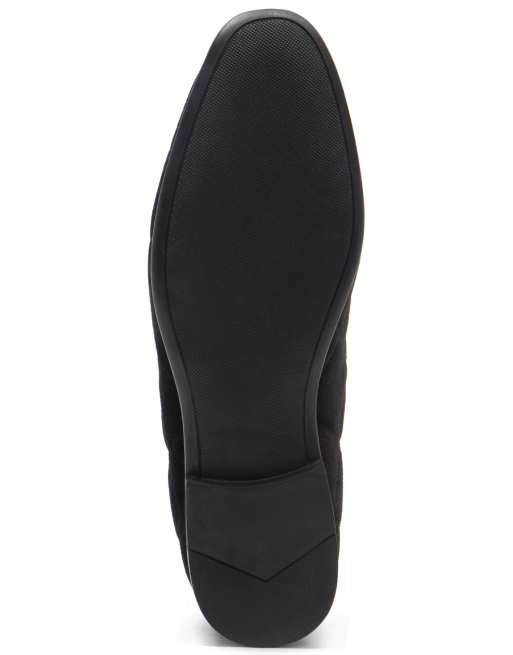 THOMAS CRICK GAMBLE velvet loafers slip on leather shoes in black , 2 of 4