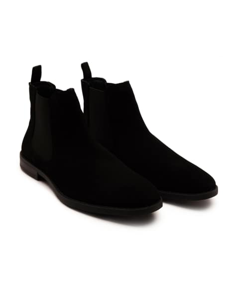 Thomas Crick Griffin suede leather chelsea boot in black suede - view 1