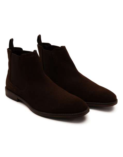 Thomas Crick Griffin suede leather chelsea boot in brown - view 1