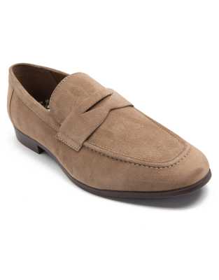  HARLEY loafer suede leather slip-on loafer shoes in light brown 