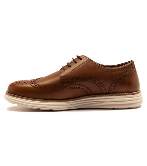 Thomas Crick 'harrington' men's derby brogue casual leather lace up shoe in tan - view 1