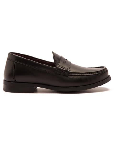 THOMAS CRICK 'LAKELAND' men's slip-on formal leather loafer shoes in black - view 1