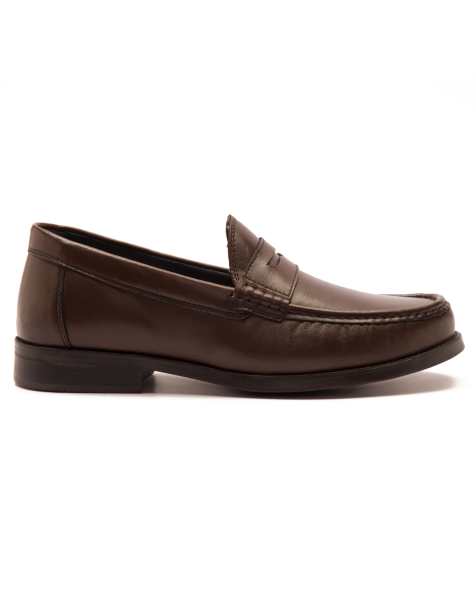 THOMAS CRICK 'LAKELAND' men's slip-on formal leather loafer shoes in brown - view 1