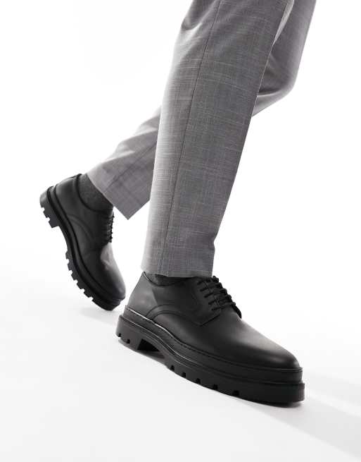Thomas Crick leather chunky lace up shoes in black