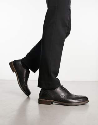 leather formal brogues in black