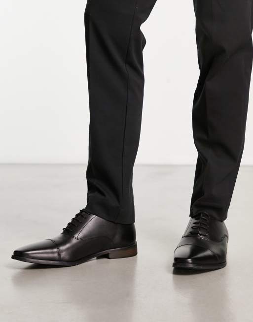 Thomas Crick leather oxford lace up shoes in black | ASOS