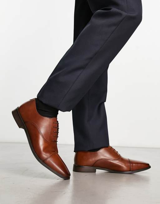 Thomas Crick - Leren oxford schoenen met veters in lichtbruin