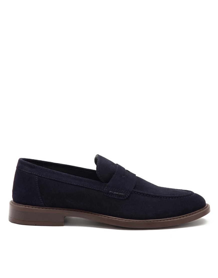 Thomas Crick lucas loafer formal leather slip-on shoes in navy suede