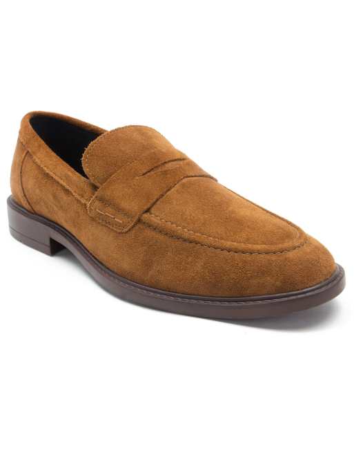 THOMAS CRICK LUCAS loafer formal leather slip on shoes in tan suede ASOS