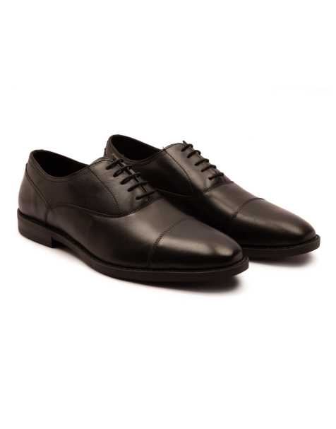 Thomas Crick Merlin leather oxford toecap shoes in black - view 1