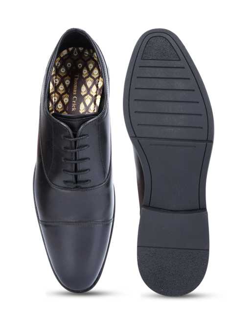 Thomas Crick Merlin leather oxford toecap shoes in black, 3 of 4