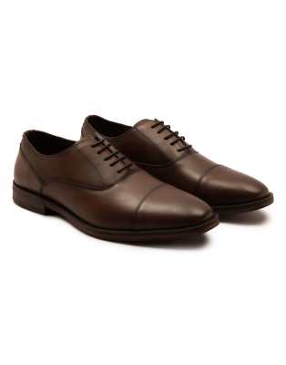 Thomas Crick Merlin leather oxford toecap shoes in brown