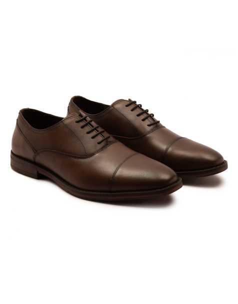 Thomas Crick Merlin leather oxford toecap shoes in brown - view 1