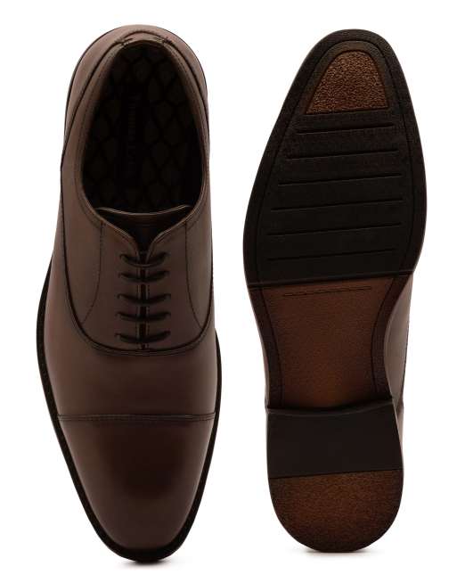 Thomas Crick Merlin leather oxford toecap shoes in brown, 4 of 4